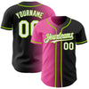 Custom Black White Pink-Neon Green Authentic Gradient Fashion Baseball Jersey