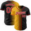 Custom Black Red Gold-White Authentic Gradient Fashion Baseball Jersey