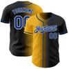 Custom Black Royal Gold-White Authentic Gradient Fashion Baseball Jersey