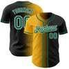 Custom Black Kelly Green Gold-White Authentic Gradient Fashion Baseball Jersey