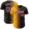 Custom Black Crimson Gold-White Authentic Gradient Fashion Baseball Jersey