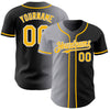 Custom Black Gold Gray-White Authentic Gradient Fashion Baseball Jersey