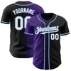 Custom Black White Purple-Light Blue Authentic Gradient Fashion Baseball Jersey