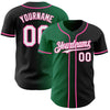 Custom Black White Kelly Green-Pink Authentic Gradient Fashion Baseball Jersey