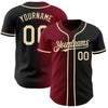 Custom Black Cream-Crimson Authentic Gradient Fashion Baseball Jersey