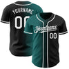 Custom Black White-Teal Authentic Gradient Fashion Baseball Jersey