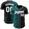 Custom Black White Teal-Gray Authentic Gradient Fashion Baseball Jersey