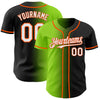 Custom Black White Neon Green-Orange Authentic Gradient Fashion Baseball Jersey