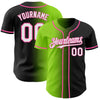 Custom Black White Neon Green-Pink Authentic Gradient Fashion Baseball Jersey