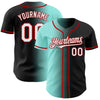 Custom Black White Ice Blue-Red Authentic Gradient Fashion Baseball Jersey