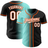 Custom Black White Ice Blue-Orange Authentic Gradient Fashion Baseball Jersey