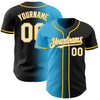 Custom Black White Sky Blue-Gold Authentic Gradient Fashion Baseball Jersey