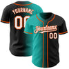 Custom Black White Aqua-Orange Authentic Gradient Fashion Baseball Jersey