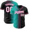 Custom Black White Aqua-Pink Authentic Gradient Fashion Baseball Jersey