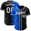 Custom Black White-Thunder Blue Authentic Gradient Fashion Baseball Jersey