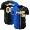 Custom Black White Thunder Blue-Old Gold Authentic Gradient Fashion Baseball Jersey