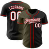 Custom Black White Olive-Red Authentic Gradient Fashion Baseball Jersey