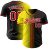 Custom Black Red Light Yellow-White Authentic Gradient Fashion Baseball Jersey