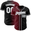 Custom Black White Burgundy-Gray Authentic Gradient Fashion Baseball Jersey