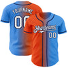 Custom Electric Blue White Orange-Navy Authentic Gradient Fashion Baseball Jersey
