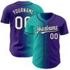 Custom Purple White Aqua-Black Authentic Gradient Fashion Baseball Jersey