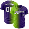 Custom Purple White Neon Green-Black Authentic Gradient Fashion Baseball Jersey