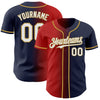 Custom Navy White Red-Old Gold Authentic Gradient Fashion Baseball Jersey