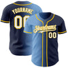 Custom Navy White Light Blue-Yellow Authentic Gradient Fashion Baseball Jersey