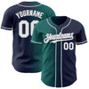 Custom Navy White Teal-Gray Authentic Gradient Fashion Baseball Jersey