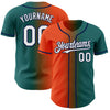 Custom Teal White Orange-Navy Authentic Gradient Fashion Baseball Jersey