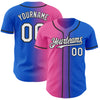 Custom Thunder Blue White Pink-Black Authentic Gradient Fashion Baseball Jersey