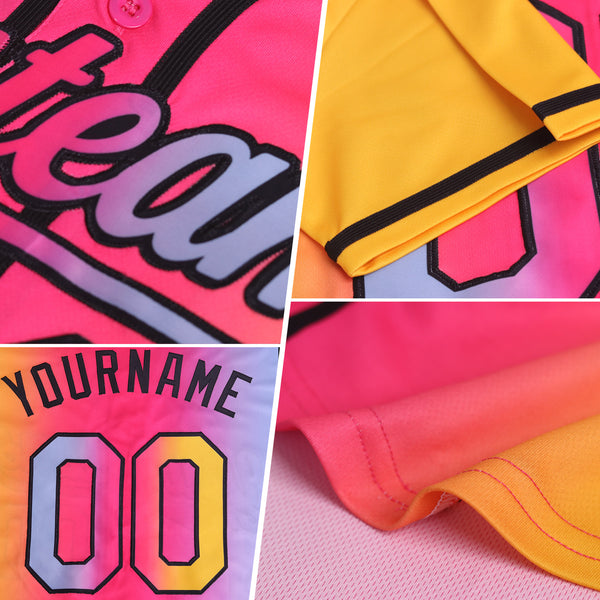 Custom Medium Purple Red Yellow-Black Authentic Gradient Fashion Baseball Jersey