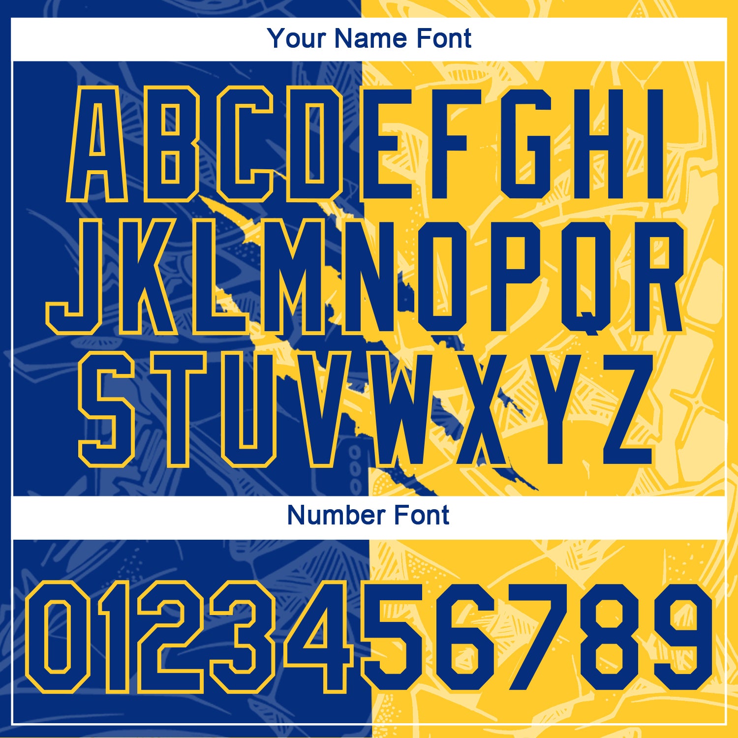 Custom Graffiti Pattern Royal-Yellow Scratch 3D Performance T-Shirt