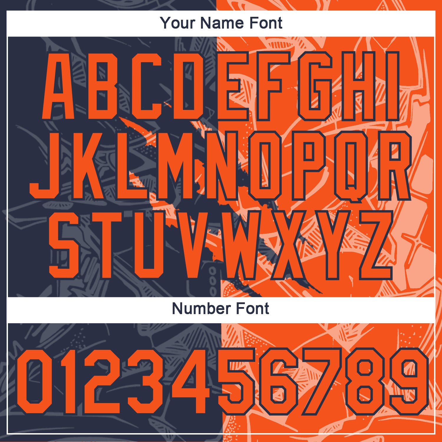 Custom Graffiti Pattern Orange-Navy Scratch 3D Performance T-Shirt