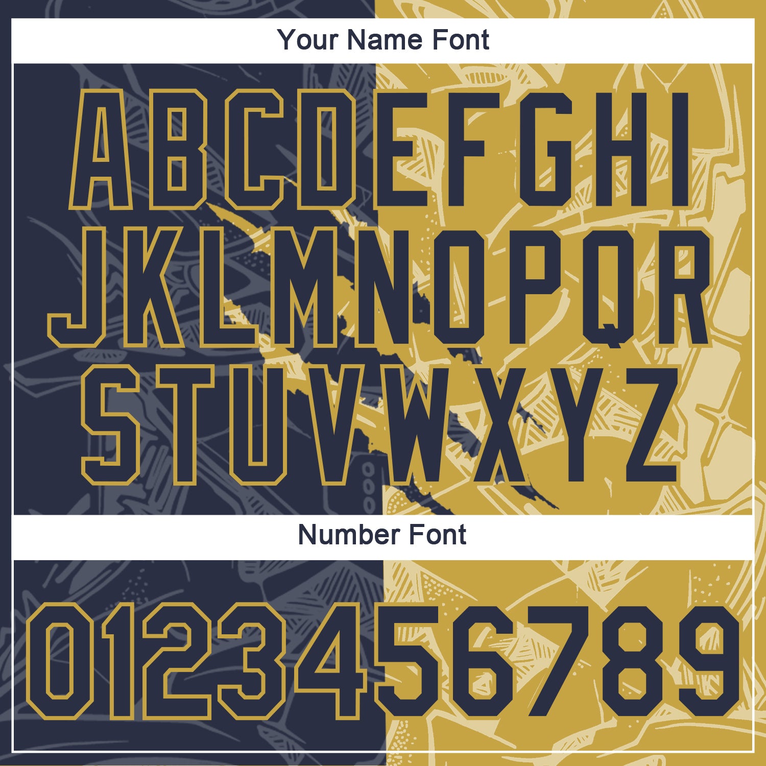 Custom Graffiti Pattern Navy-Old Gold Scratch 3D Performance T-Shirt