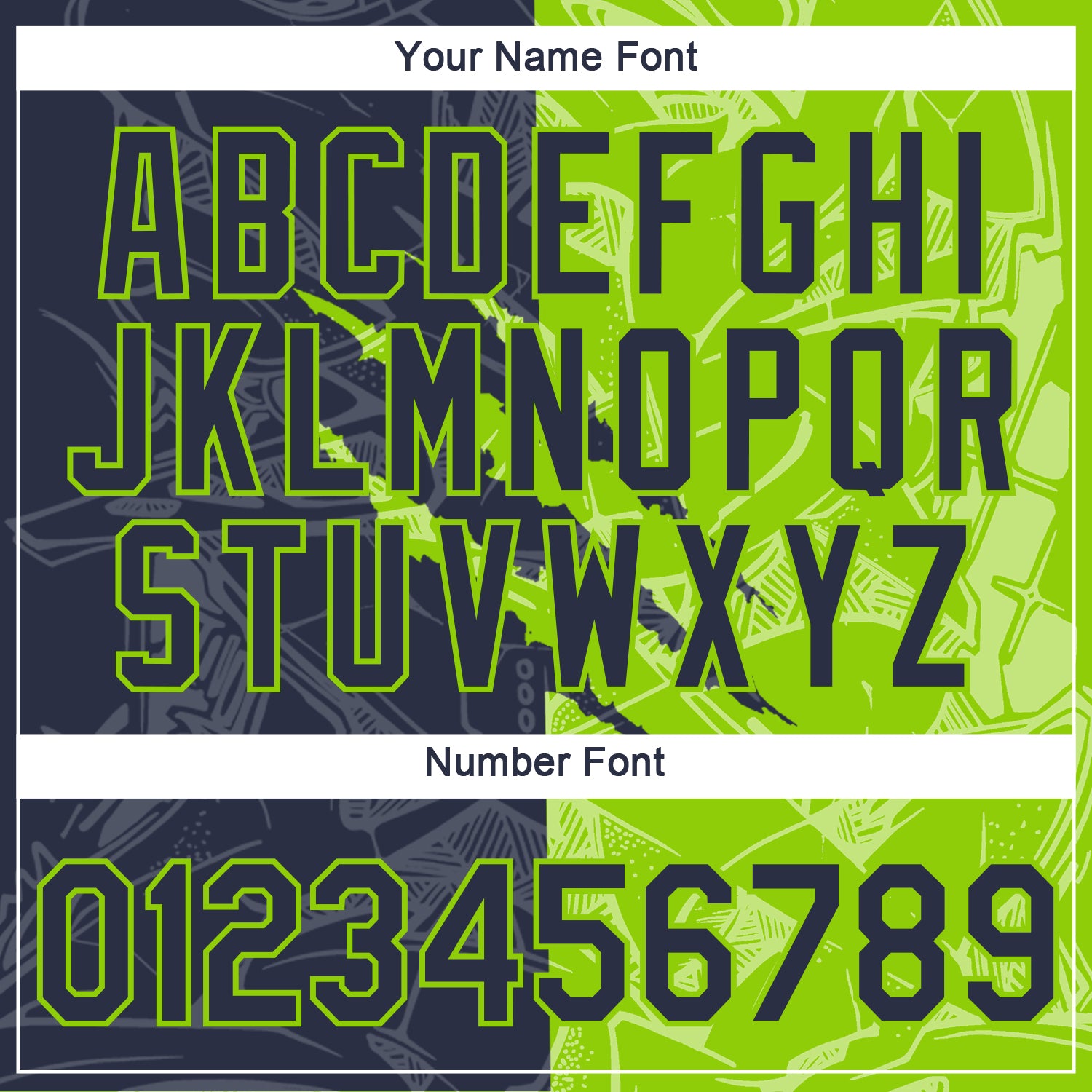 Custom Graffiti Pattern Navy-Neon Green Scratch 3D Performance T-Shirt