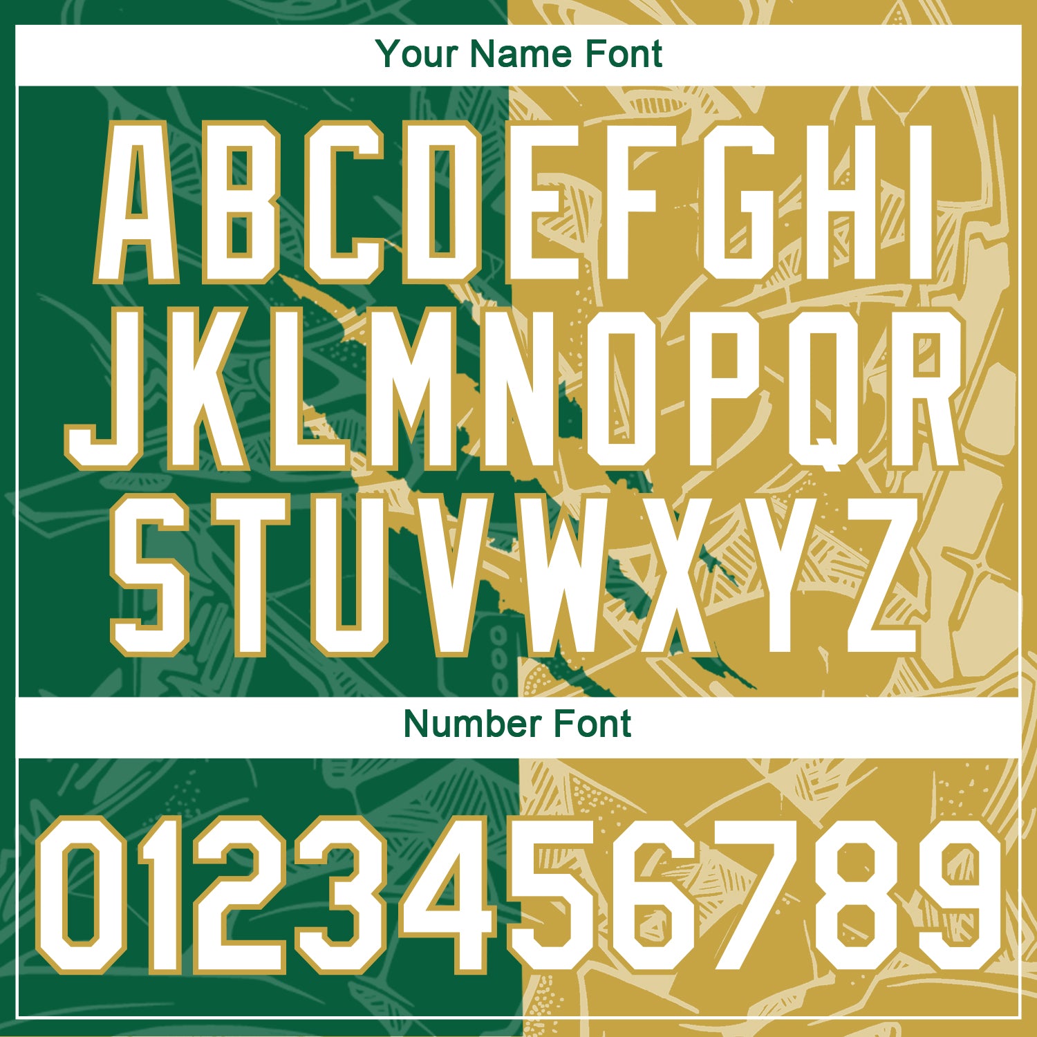 Custom Graffiti Pattern White Kelly Green-Old Gold Scratch 3D Performance T-Shirt