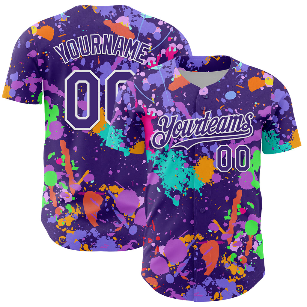 Custom Graffiti Pattern Purple-White Authentic Baseball Jersey