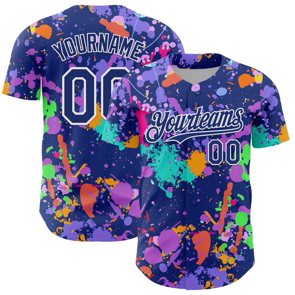 Custom Graffiti Pattern Royal-White Authentic Baseball Jersey