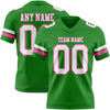 Custom Grass Green White-Pink Authentic Football Jersey