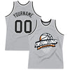 Custom Gray Black-White Authentic Throwback Basketball Jersey