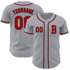 Custom Gray Red-Black Authentic Baseball Jersey