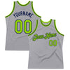 Custom Gray Neon Green-Navy Authentic Throwback Basketball Jersey