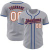 Custom Gray White Orange-Royal Authentic Baseball Jersey
