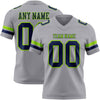 Custom Gray Navy-Neon Green Authentic Football Jersey