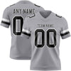 Custom Gray Black-White Authentic Football Jersey