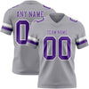 Custom Gray Purple-White Authentic Football Jersey