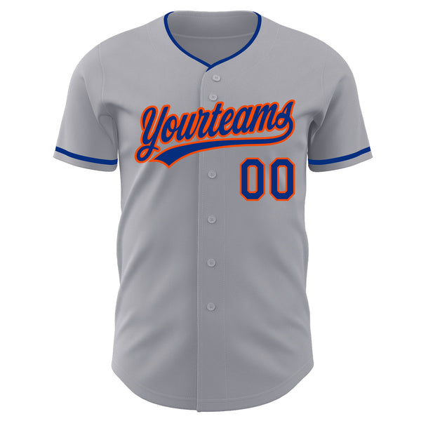 Custom Gray Royal-Orange Authentic Baseball Jersey