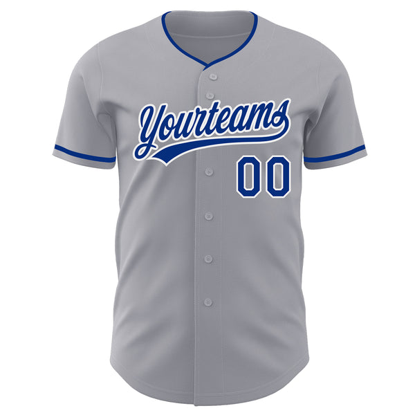 Custom Gray Royal-White Authentic Baseball Jersey