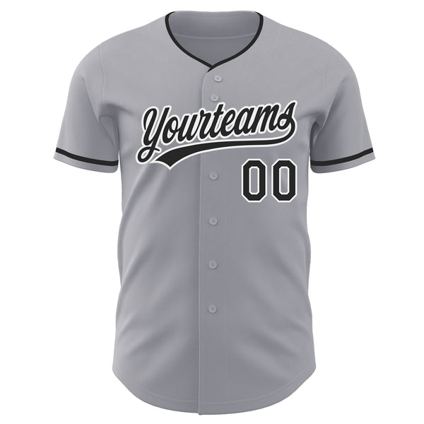 Custom Gray Black-White Authentic Baseball Jersey